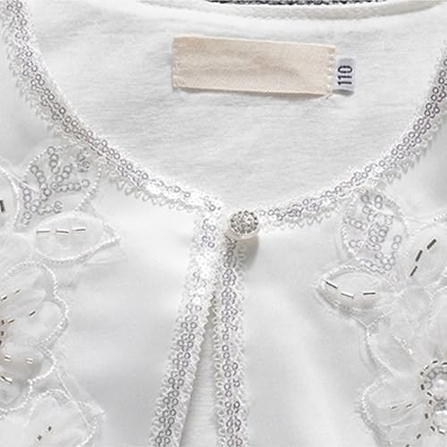 Girls Short Sleeve Bolero Shrug Kids Toddler Pearls Lace Flowers Sequin Decor Shawls Wraps3