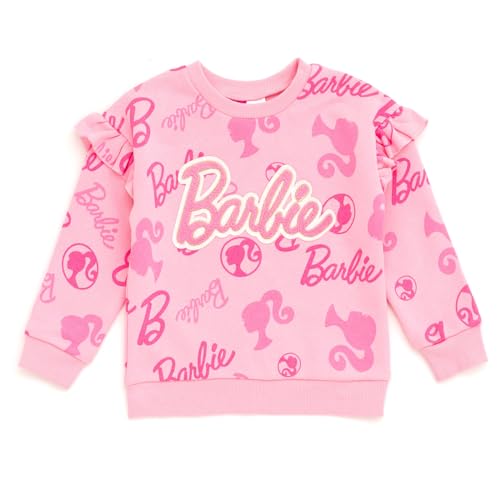 Image of Barbie Girls' 2-Piece Fleece Sweatshirt and Joggers Set Toddler to Big Kid
