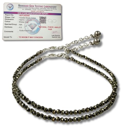 Image of Raw Pyrite, Money Magnet, Dhanyog, Garnet, Black Obsidian Evil Eye Anklet | Stone of Money, Protection & Power | Natural Healing Crystal Anklet for Women | Spiritual Jewellery for Women | Gift for Woman & Girlfriend