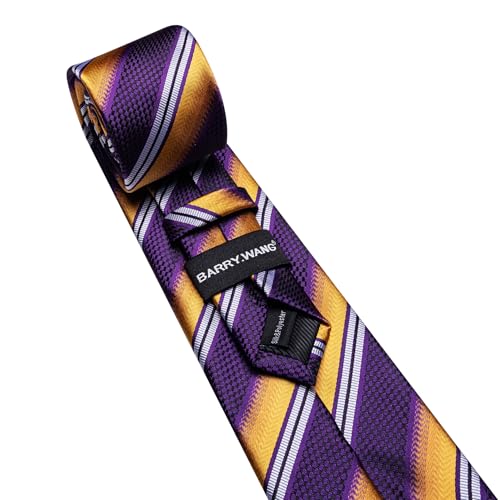Image of Barry.Wang Mens Tie Set Plaid Check Neckties Formal Business Wedding Luxury Pocket Square Cufflinks