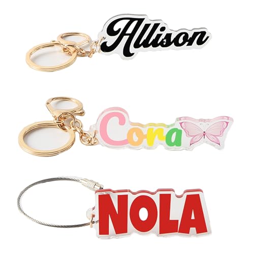 Katartizo Personalized Colorful Acrylic Name Tag Custom Print Engraved Keychain Used on Backpack, Lunch Box, Beach Bag, Luggage, Sports Bag Gift Back to School, Kids Birthday Present