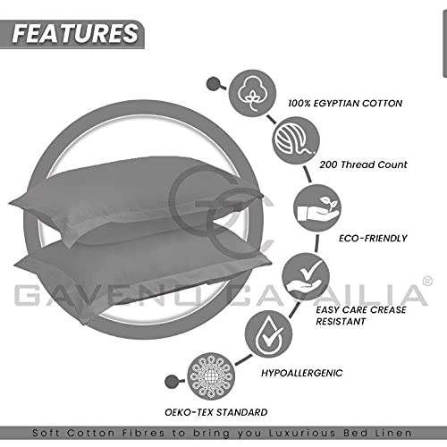 GC GAVENO CAVAILIA Envelope Closure Oxford Pillow Cases 2 Pack- 50 x 75 Hotel Quality Egyptian Cotton Pillow Cases- Luxury Bedding Soft Pillow Covers- Grey - Image 2