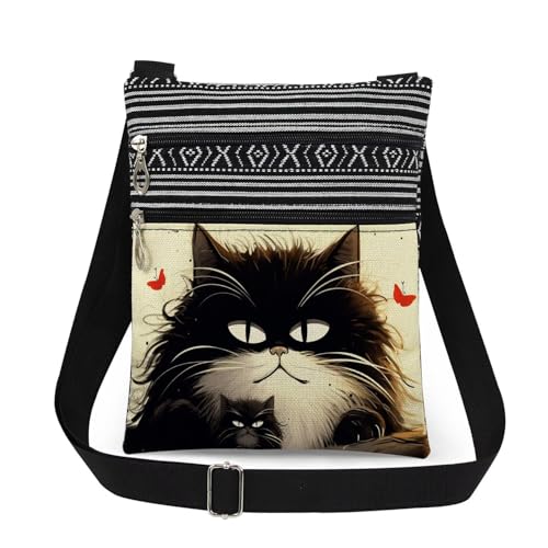 XiaoGalaee Funny Cat Crossbody BagAdjustable Strap Purse