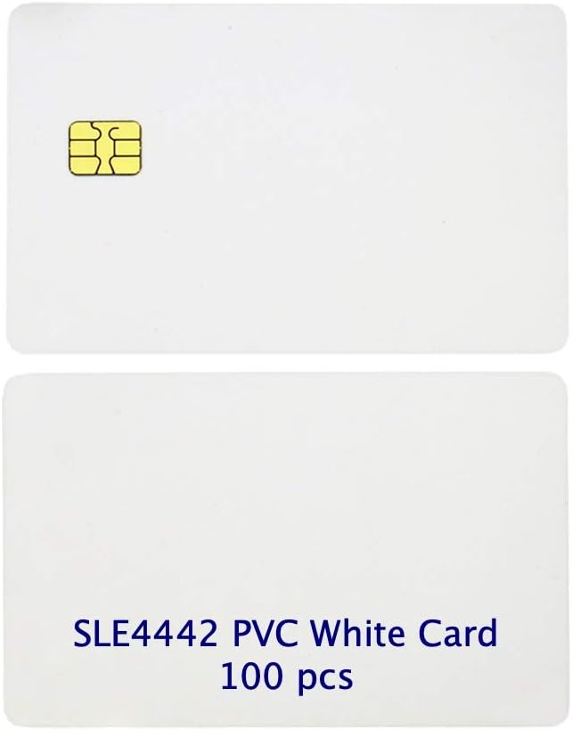 100 Pack ISO PVC Card with SLE4442 Chip Blank Smart Intelligent Card Contact IC Card Safe White Key Card for Access Control No Printing