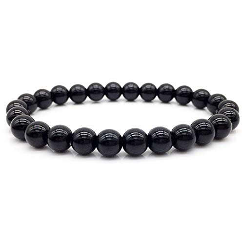 Bracelet en pierre naturelle noire 8 mm : le cadeau élastique idéal pour femme élégante