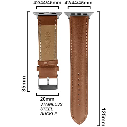 Image of DBLACK ''NAGATA2'' Compatible with Apple Watch Strap 42mm 44mm 45mm 46mm 49mm, Leather Watch Strap, Full Padded with Strong stitching, Matte Finish Watch Belt for iWatch Series 10 9 8 7 6 5 4 3 2 1 SE /SE2 and Ultra 2 /Ultra (Watch is Not Included)