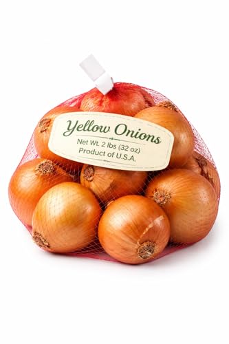 Fresh Yellow Onions 2 lb Bag, Farm Fresh Whole Onions, Premium Quality, Sweet & Mild Flavor, Perfect for Cooking, Salads & Everyday Kitchen Use
