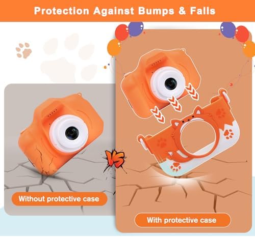 Upgrade Kids Selfie Camera, Christmas Birthday Gifts for Girls Age 3-9, HD Digital Video Cameras for Toddler, Portable Toy for 3 4 5 6 7 8 Year Old Girls with 32GB SD Card - Orange 2 41YmF25LXHL. AC