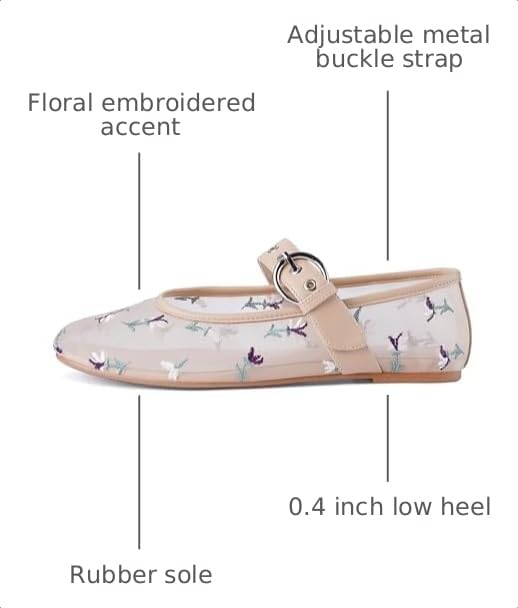 Image of Ballet Flats Mesh Shoes for Women Mary Janes Flats | Wide Feet Options, Woven Mesh Flats, Soft Cushion, Comfortable Ballerina Flats, Casual, Dress Shoes, Daily, Work, Versatile