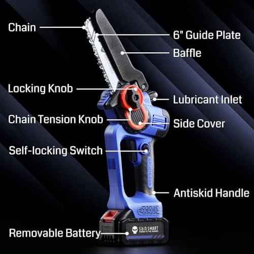 image for SainSmart Mini Chainsaw 6 Inch Cordless Portable Electric Chainsaw, Ha