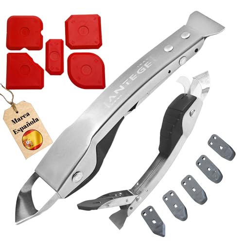 Antege Aplicador Silicona Y Quita Silicona Juntas, Kit 12 Piezas Con Rascador De Acero Inoxidable Y Almohadillas De Silicona Para Sellado Preciso