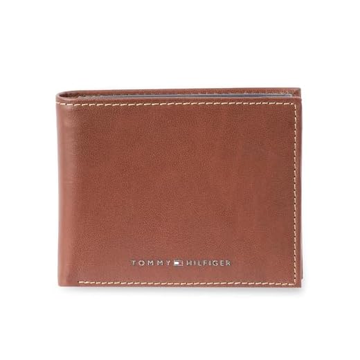 Tommy Hilfiger Carteira masculina de couro genuíno dobrável com bloqueio de RFID e bolso com zíper