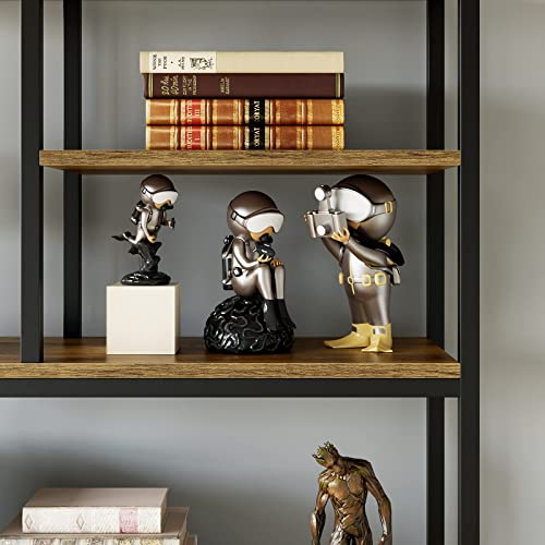 Urkno Tall Bookshelf With Drawers, Industrial Bookcase With 6 Tiers Storage Shelves, Office Book Shelves Book Display Shelf For Bedroom, Living Room, Home Office, Mental Frame, Rustic Brown #TOP6