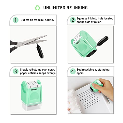 Image of Miseyo Self-Inking Dashed Handwriting Lines Practice Roller Stamp for Kids
