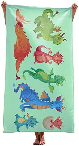 Toalla de playa verde dinosaurio de 30 x 60 pulgadas, microfibra sin arena, secado rápido, para adultos, adolescentes y niños (verde dinosaurio)