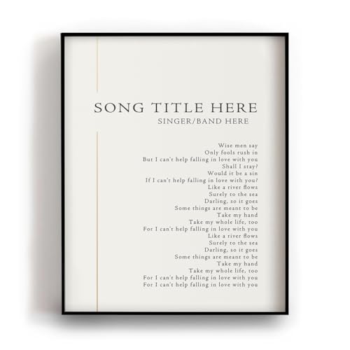 Custom Song Lyric Wall Art Print, Personalized Music Quote Poster,