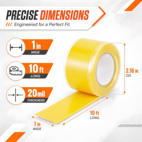 Image of 2-Pack Yellow Rubber Splicing Tape (20 Ft Total) - Self Fusing Emergency Repair Tape for Wiring & Marking - Non-Slip Silicone Grip for Handlebars - Easy-Peel Liner, 1 Inch x 10 Feet
