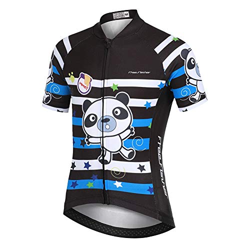 YFPICO Niños Traje de Ciclismo Transpirable para Deportes al Aire Libre Ropa Ajustada Cuerpo Pantalones + Tops Especial de la Almohadilla, S（3-4 años, Negro Panda Tops