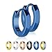 Produktbild Treuheld® | Schmale Creolen/Ohrringe aus medizinischem Edelstahl | 2,5mm x 12mm | Blau | Klappcreolen für Damen und Herren | Set/Paar