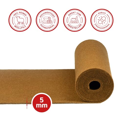 Chemin de table en feutre protège table marron anti rayure 5mm - 5