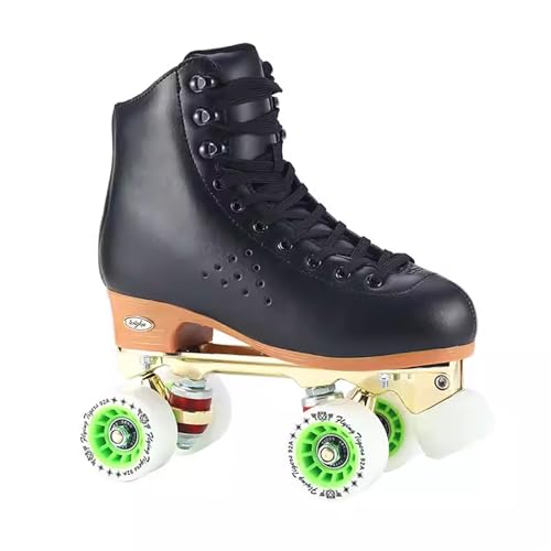 NVGSHO Roller Skates Adult, Professional Quad Speed Skates for Girls and Boys, High-Top Pu Leather with Aluminum Frame, Ultra-Fast 92A Pu Wheels, Suitable for Club Training,Black,Ladies9