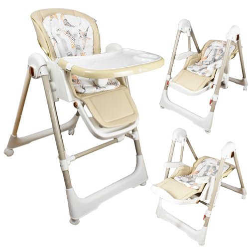 Twinly - Trona Evolutiva de bebé Hamaca Columpio y balancín multifunción 3 en 1 Movity- Desde el Nacimiento hasta 15kg - Silla Reclinable, Plegable y Ajustable 4 Alturas – Arnés y Bandeja extraíble