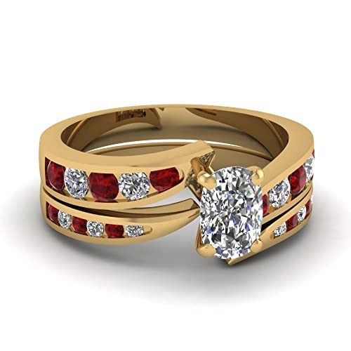Bague de mariage swirl coussin en or jaune à porter au quotidien avec élégance