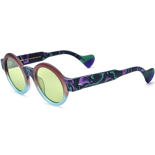 HEPIDEM Matte Acetate Vintage Retro Round Polarized Sunglasses for Women 9270T