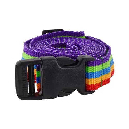 Image of Mandala Crafts 4 PCs Rainbow Adjustable Bag Buckle Straps Belt with 1 Inch Quick Side Release Clips 86 Inch Nylon Webbing - Utility, Packing, Suitcases, Sleeping Bags, Backpacks, Luggage Straps