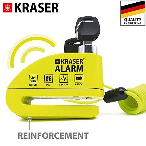 KRASER KR6Y Antykradzieżową Motocykl Alarm Kłódka, Kabel przypomnienia, Torba, Blokada Dysku z Alarmem Bezpieczeństwo Ostrzeżenie Uniwersalna Motocyklowej Skuter Rower Elektryczny