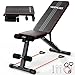 JUPPLIES Banco de Musculación Plegable Multifunción para Gimnasio en Casa – Banco de Pesas Ajustable 7 Niveles hasta 90°, Soporta 250 kg, Incluye 2 Bandas de Resistencia | Home Gym