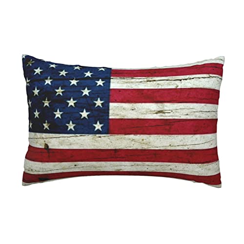 Wood Rustic American Flag Pillowcase For Hair And Skin - Bed Home Sofa Decor Pillow Cover,Super Soft Travel Pillow Cases With Hidden Zipper Closure Print (14X20 Inch) #TOP7