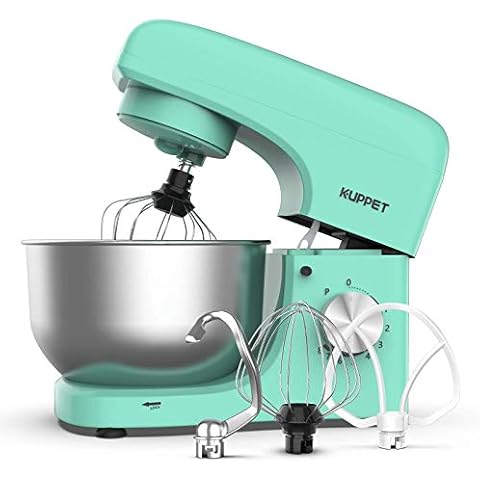 KUPPET Stand Mixer, 8-Speed Tilt-Head Electric Food Stand Mixer with Dough Hook, Wire Whip & Beater, Pouring Shield, 4.7QT Stainless Steel Bowl - Green Cover