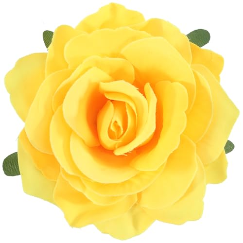 Image of Yellow Rose Brooches Flower Hair Clips for Women | Brooches and Pins | Hair Accessories | Valentines Hair Clips, Wedding Hair Accessories for Women |Lapel Pin