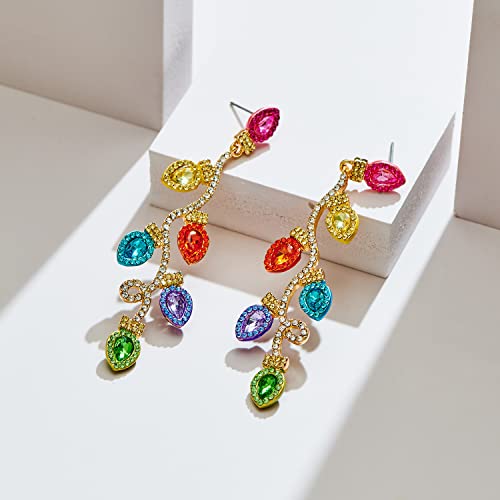 Lilie&White Colorful Christmas Light Bulb Earrings For Women Christmas Earrings Christmas Snowflake Bowknot Ginger Bread Dangle Earrings Cute Xmas Light Jewelry #TOP4