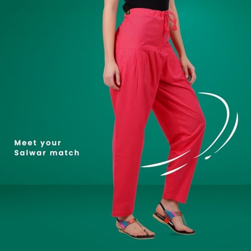 Image of Happy Bunny Salwar Pant - Modern Style Pure Cotton for Women - Ethnic Semi Patiala Trouser - Office,Home - All Day Comfort Wear with Drawstring
