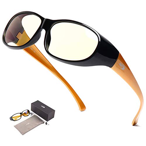 AHT Computer Glasses for Women and Men - Fit Over Blue Light Blocking Glasses, Wear Over Prescription Glasses/Reading Glasses, 100% UV Protection, Reduce Eye Strain, Sleep Better