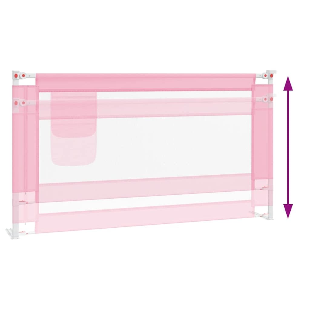 Kleinkind-Bettschutzgitter Rosa 150x25 cm Stoff mit Höhenverstellung, klappbarer Rausfallschutz für Kinderbett, atmungsaktives Schutzgitter, sichere Barriere für Elternbett und Boxspringbett