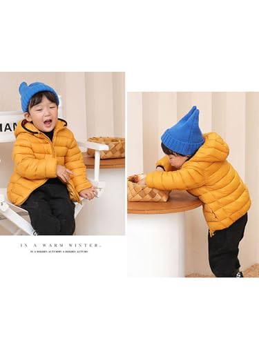 Kids Boys Girls Lightweight Zipper Hooded Puffer Jacket Unisex Children Solid Color Long Sleeve Coat with Pockets4
