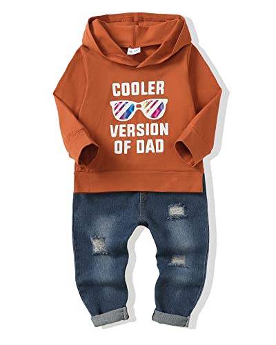 Image of NZRVAWS Baby Boy Clothes Toddler Boy Outfit 2 3 4T 6 12 18 24 Month Fall Winter Hoodie Ripped Jeans Clothing
