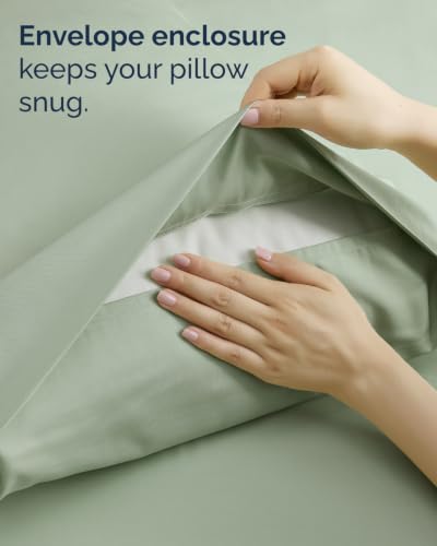 Image of Split King 7 Piece Bed Sheet Set - Comfy, Breathable & Cooling - Eucalyptus
