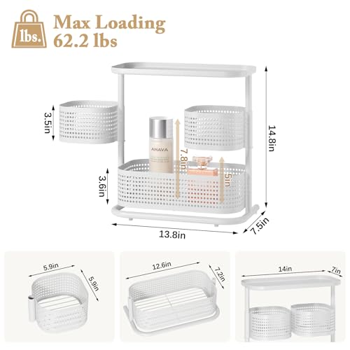 Image of 3-Tier Rotating Bathroom Counter Organizer, Vanity Tray for Makeup & Skincare, Countertop Spice Rack Storage, Space-Saving Shelf for Bathroom, Kitchen, Laundry Room, Baby Bottle Station, White