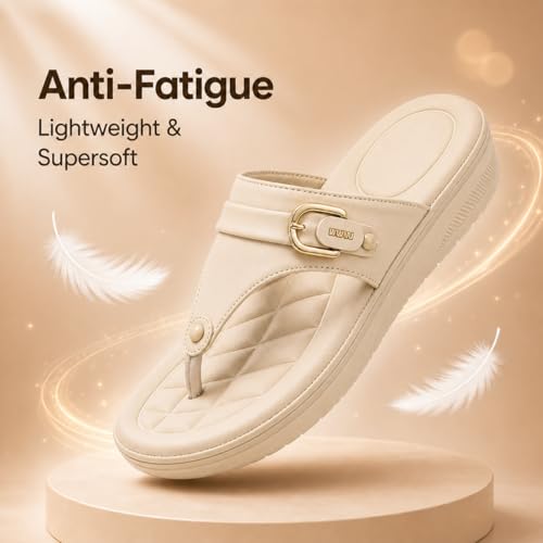 Image of Carrito, Women Wedge Heels Thong Sandals| Comfortable Flats Sandals | Comfort Orthopaedic Sandals for Women| Doctor Slippers /Flip-Flops | Arch Support & Heel Cushion | Lightweight Anti-Skid Sole | Ultra-Cushioned Shock Absorbing Footbed | Available in Open Toe & Toe Separator Style