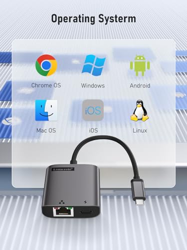Image of Lemorele USB C to RJ45 Ethernet Network Adapter with PD 100W, Plug and Play, USB C to Ethernet LAN RJ45 Adapter for MacBook Pro /Air M1, Compatible with Windows, ChromeOS, Linux, XPS, etc.
