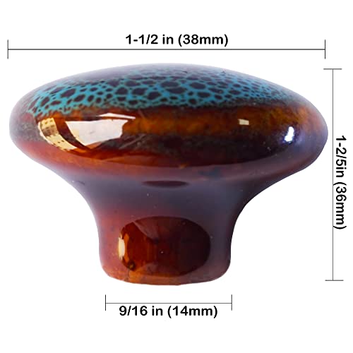 Perphin Vintage Round Cabinet Knobs Glazed Ceramic Round Knobs For Dresser Drawer, Antique Drawer Pull For Home Decor Door Handles (6, Vintage Blue 38Mm) #TOP3