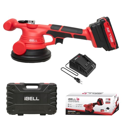 Image of IBELL IBELL CT 20-60 20V, 15000 RPM Cordless Tile Vibrator with 2AH Battery and Charger +BMC BOX, Red, Black