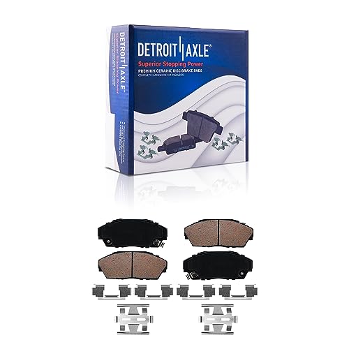 Image of Detroit Axle - 10.32 inch inch Front Drilled Slotted Disc Brake Rotors Ceramic | Brake Pads Replacement for 1990-1993 Integra Honda Civic - 4pc Set