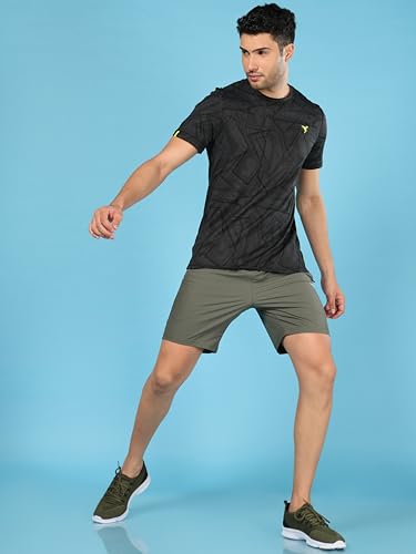 Image of TECHNOSPORT Men's Solid Woven Slim Fit Shorts for Running, Sports & Gym Workout with 2 Way Stretch