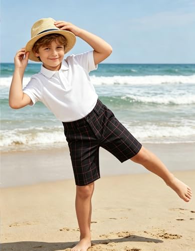 Image of Boy Shorts Kids Stretch School Uniform Clothes Flat Front Dress Casual Shorts with Pockets for Summer