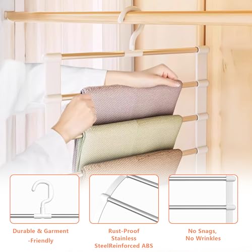 Hosenbügel Platzsparend - 3 Stück Mehrstöckige Metall Hosenbügel, Geeignet Zum Aufhängen von Jeans, Kleidung, Krawatten, Schals, Klappbar, Robust und Langlebig, Schrank Organizer Für Männer und Frauen